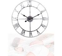 XJBTBA Horloge Murale rétro, Chiffres Romains, Grand Rond en métal Nordique muet sur l'heure, Salon rétro, Horloge Murale de précision Ronde forgée pour Salon/Chambre/Cuisine, go