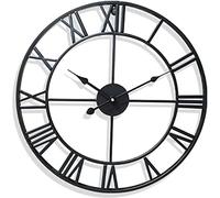 XJBTBA Horloge murale romaine en métal vieilli industriel vintage, horloge murale surdimensionnée de 24 pouces, décoration murale artistique pour la maison, le salon, sans tic-tac, silencieuse, grande