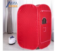 XJING KIT SAUNA- Sauna à Vapeur Pliable 2L- Cabine de Sauna- 1000W- 80*80*135cm -rouge - petite chaise pliant*1