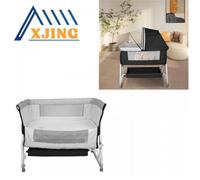 XJING Lit d'enfant avec moustiquaire-Lit cododo-6 positions réglables en hauteur-95*50*98-110cm-avec table d'allaitement