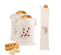 XJLyaya 3 Pcs Sac à Pain Conservation, Sacs à Pain En Lin Avec Cordon de Serrage, Bread Bag Réutilisables, Convient pour Contenir, des Fruits, des Noix, des Légumes et des Baguettes