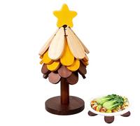 XJLyaya Dessous de Plat Bois(5 sous-Plats + Support + Décorations en Forme d'étoile), Protection Table Cuisine, Dessous-de-Plat en Bois en Forme d'arbre pour Plats Chauds, pour Théière,Poêle, Bol