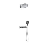 XJTNLB Colonne de Douche Thermostatique Chromé avec Affichage Led Tete de Douche Pluie Cascade 30 cm Encastrable Plafond avec Douchette à Main