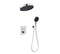 XJTNLB Kit Complet de Mitigeur à Encastrer de Douche avec 3 Sorties Chrome Douche Cascade Pluie Rond, Thermostatique, Commande Piano