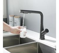 XJTNLB Mitigeur Cuisine 3 Voies avec Douchette Noir Robinet à Trois Voies en Laiton Osmoseur D'Eau Robinet pour Évier de Cuisine