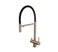 XJTNLB Mitigeur Cuisine 3 Voies avec Douchette Or Brossé Robinet Osmoseur Cuisine pour Filtre à Eau Robinetterie de Cuisine à 2 Poignées