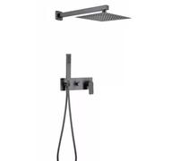 XJTNLB Mitigeur de Douche Encastré à Levier 8 po Pommeau de Douche à Effet Pluie Réglable à 360° Mitigeur Corps En Laiton,Gris Pistolet