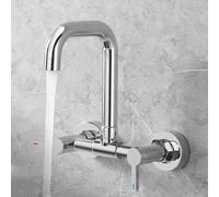 XJTNLB Mitigeur Lavabo Chromé Retro Robinet Salle de Bain Style Rétro Mural, Robinet Lavabo Deux Poignées Bec Pivotant à 360°,Mode Unique