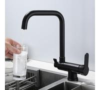 XJTNLB Robinet 3 Voies Cuisine Osmoseur Robinet Pivotant, Robinet Pliable Mitigeur Cuisine Rabattable Laiton Purificateur Eau Robinet,Robinet Noir Cuisine