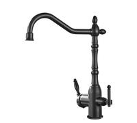 XJTNLB Robinet 3 Voies pour Osmoseur Noir Rétro Robinet Mitigeur Cuisine avec 2 Sorties Rotatif à 360° Mitigeur Evier pour Filtre à Eau