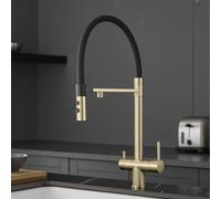 XJTNLB Robinet Cuisine 3 Voies avec Douchette 2 Modes de Pulvérisation Mitigeur Cuisine avec Douchette Laiton Robinet Osmoseur Or Brossé 3 Voies
