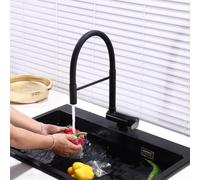 XJTNLB Robinet Cuisine Rabattable avec Douchette pour Fenêtre | Robinet Cuisine Pliable Flexible Cuisine Inox 304 Brossé Pivotant 360° Mitigeur Evier Cuisine Noir