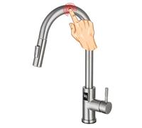 XJTNLB Robinets Tactiles D'Évier de Cuisine Brossé | Robinet de Cuisine avec Douchette Capteur Tactile Intelligent Activé Contrôle de La Température Led