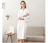 XJYDNCG Peignoir de bain femme en tissu gaufre,pour Femme et Homme,léger, 4 saisons - M - Blanc