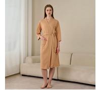 XJYDNCG Peignoir de bain femme en tissu gaufre pour Femme et Homme léger 4 saisons - M - Brun