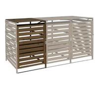 XL habillage de poubelle pour 1/2 personnes extension HWC-H62, box pour poubelle, 114x67x97cm bois massif ~ brun foncé