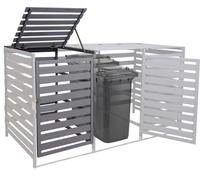 XL Habillage de conteneur à déchets pour 1/2 personnes extension HWC-H62, conteneur à déchets, 114x67x97cm bois massif ~ gris clair