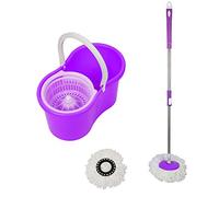 XL - Kit Balai Plat + Seau Essorage Rotatif - Tête XL - Essorage Optimal - 1 Kit, Kit Balai Serpillères avec Seau , Rotatif à 360°,Seau Double Compartiment Humide et à Sec