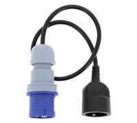 XL PERFORM TOOLS 552876 Adaptateur Électrique pour Borne Camping, Prise "camping" mâle CE17, vers prise femelle standard avec terre