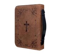 XL Pochettes de Bible pour Femmes PU Vintage Porte-Bible Sac Église Protection Bible avec Poignée Sac à livres avec Fermeture Éclair pour Fête des Mères, Noël, Pâques, Anniversaire
