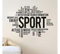 xlei Sticker Mural Sport Gym Mots Sticker Vinyle Autocollant De Fitness Imperméable Stickers Muraux Art Design Stickers pour Le Salon Decor