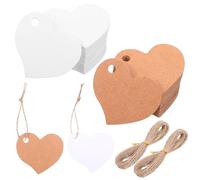 XLIUAX Lot de 200 étiquettes cadeaux en papier kraft en forme de cœur - Vierges - Étiquettes cadeaux en papier kraft à écrire avec ficelle de jute pour mariage, anniversaire, Pâques, Noël