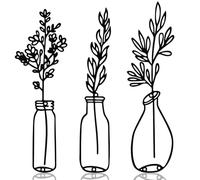 XLIUAX Lot de 3 plantes à feuilles en métal - Décoration murale noire - Vase minimaliste - Art mural pour salon, cuisine, couloir, chambre à coucher, salle de bain, jardin