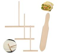 XLIUAX Lot de 4 épandeurs à crêpes et spatules en bois pour crêpes et crêpes en forme de T (8,9 cm, 12,7 cm, 17,8 cm) avec spatule à crêpes pour toutes les tailles de poêles et poêles