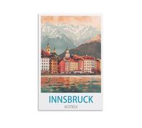 XLLYXYGJQ Innsbruck Poster de voyage vintage Autriche sur toile pour décoration d'intérieur, salon, bureau, chambre à coucher 20 x 30 cm