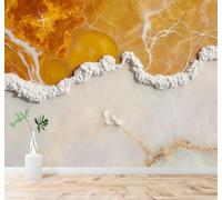 XLMING Abstrait Doré Texture Marbrée Blanc Cadre En Cristal 3D Papier Peint Premium Texturé Soie Bureau Salle à Manger Salon Chambre Coucher Canapé TV Mur-250cm×170cm