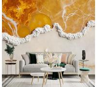 XLMING Abstrait Doré Texture Marbrée Blanc Cadre En Cristal 3D Papier Peint Texture Soyeuse Intissé Salle à Manger Bureau Canapé Chambre Salon TV Mur-200cm×140cm