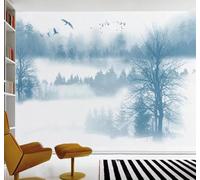 XLMING Bande Dessinée Encre De Chine Bleu Forêt Oiseaux En Vol 3D Papier Peint Texture Soyeuse Intissé Salle à Manger Bureau Canapé Chambre Salon TV Mur-250cm×170cm