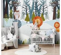 XLMING Bandes Dessinées Forêt Animaux Hibou Lion 3D Papier Peint Luxe Décoration Manger Adulte Intérieure Salon Canapé Chambre Fond TV Mur-400cm×280cm