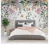 XLMING Beau Aquarelle Vigne Fleurs Papillons 3D Papier Peint Luxe Décoration Manger Adulte Intérieure Salon Canapé Chambre Fond TV Mur-250cm×170cm