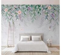 XLMING Beau Peinture Aquarelle Feuilles Fleurs 3D Papier Peint Luxe Décoration Manger Adulte Intérieure Salon Canapé Chambre Fond TV Mur-200cm×140cm