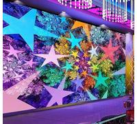XLMING Créativité Couleurs Fleurs Étoiles Club 3D Papier Peint Texture Soyeuse Intissé Salle à Manger Bureau Canapé Chambre Salon TV Mur-200cm×140cm
