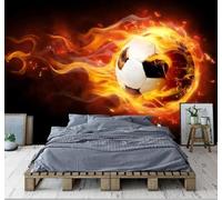 XLMING Créativité En Trois Dimensions Flammes Football Affiche 3D Papier Peint Luxe Décoration Manger Adulte Intérieure Salon Canapé Chambre Fond TV Mur-350cm×256cm