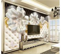 XLMING En Trois Dimensions Bijoux Fleurs Luxe Rembourrage 3D Papier Peint Luxe Décoration Manger Adulte Intérieure Salon Canapé Chambre Fond TV Mur-150cm×105cm