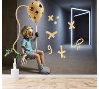 XLMING En Trois Dimensions Créatif Astronaute Tunnel Ballon 3D Papier Peint Premium Texturé Soie Bureau Salle à Manger Salon Chambre Coucher Canapé TV Mur-300cm×210cm
