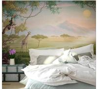 XLMING Frais En Relief Prairie Girafe Animaux Papier Peint 3D Soie De Luxe Intissé Bureau Salle à Manger Canapé Chambre Salon TV Mural Décoratif-300cm×210cm