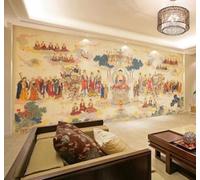 XLMING Grande Statue De Bouddha Rétro Religion Esprit Zen Papier Peint 3D Soie De Luxe Intissé Bureau Salle à Manger Canapé Chambre Salon TV Mural Décoratif-300cm×210cm