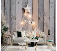 XLMING Minimaliste Créatif Mur En Bois Guirlande Lumineuse Arbres 3D Papier Peint Texture Soyeuse Intissé Salle à Manger Bureau Canapé Chambre Salon TV Mur-150cm×105cm