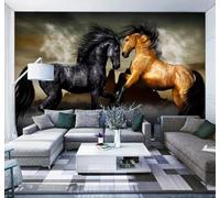 XLMING Minimaliste En Trois Dimensions Animaux Cheval Art 3D Papier Peint Texture Soyeuse Intissé Salle à Manger Bureau Canapé Chambre Salon TV Mur-430cm×300cm