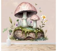 XLMING Minimaliste Fleurs Sauvages Mousse Bois Brut Champignons À L'Aquarelle 3D Papier Peint Texture Soyeuse Intissé Salle à Manger Bureau Canapé Chambre Salon TV Mur-150cm×105cm