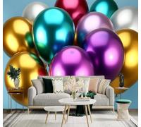 XLMING Papier Peint 3D Ballons Abstraits Métalliques Colorés Et Originaux | Autocollants Décoratifs Haut de Gamme Adaptés à Tous les Murs Des Restaurants Canapés Salons et Chambres Coucher-300cm×210cm
