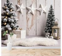 XLMING Paysage Hivernal Sapins Lanternes Étoiles Mur En Bois 3D Papier Peint Premium Texturé Soie Bureau Salle à Manger Salon Chambre Coucher Canapé TV Mur-400cm×280cm