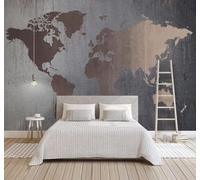 XLMING Rétro Abstrait Carte Du Monde Art Original Papier Peint 3D Soie De Luxe Intissé Bureau Salle à Manger Canapé Chambre Salon TV Mural Décoratif-430cm×300cm