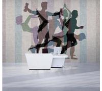 XLMING Rétro Rayures Fitness Sport Club De Sport Papier Peint 3D Soie De Luxe Intissé Bureau Salle à Manger Canapé Chambre Salon TV Mural Décoratif-430cm×300cm