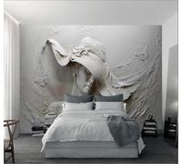 XLMING Rétro Relief Sculpture En Béton Belle Femme Papillon Papier Peint 3D Soie De Luxe Intissé Bureau Salle à Manger Canapé Chambre Salon TV Mural Décoratif-350cm×256cm