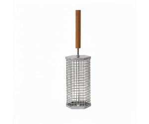 XLWLLNJ Barbecue Extérieur Panier Gril Rotatif Cylindrique Panier de Barbecue Panier à Manche en Bois Corps en Fer à Extrémités Plates et Cage Ouvrable pour, Petit